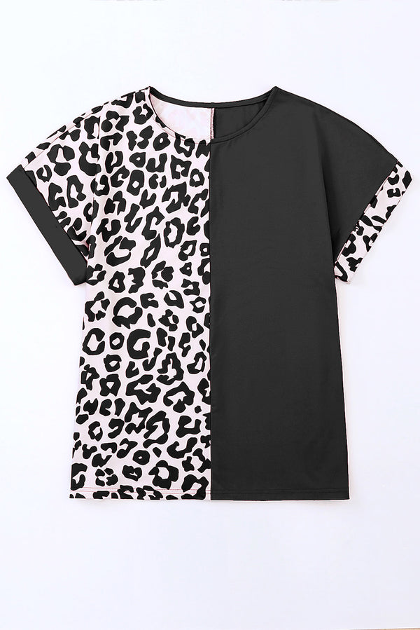 Plus Size Leopard Round Neck T-Shirt