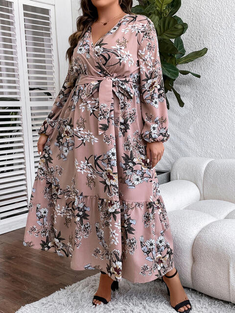 Plus Size Surplice Neck Maxi Dress