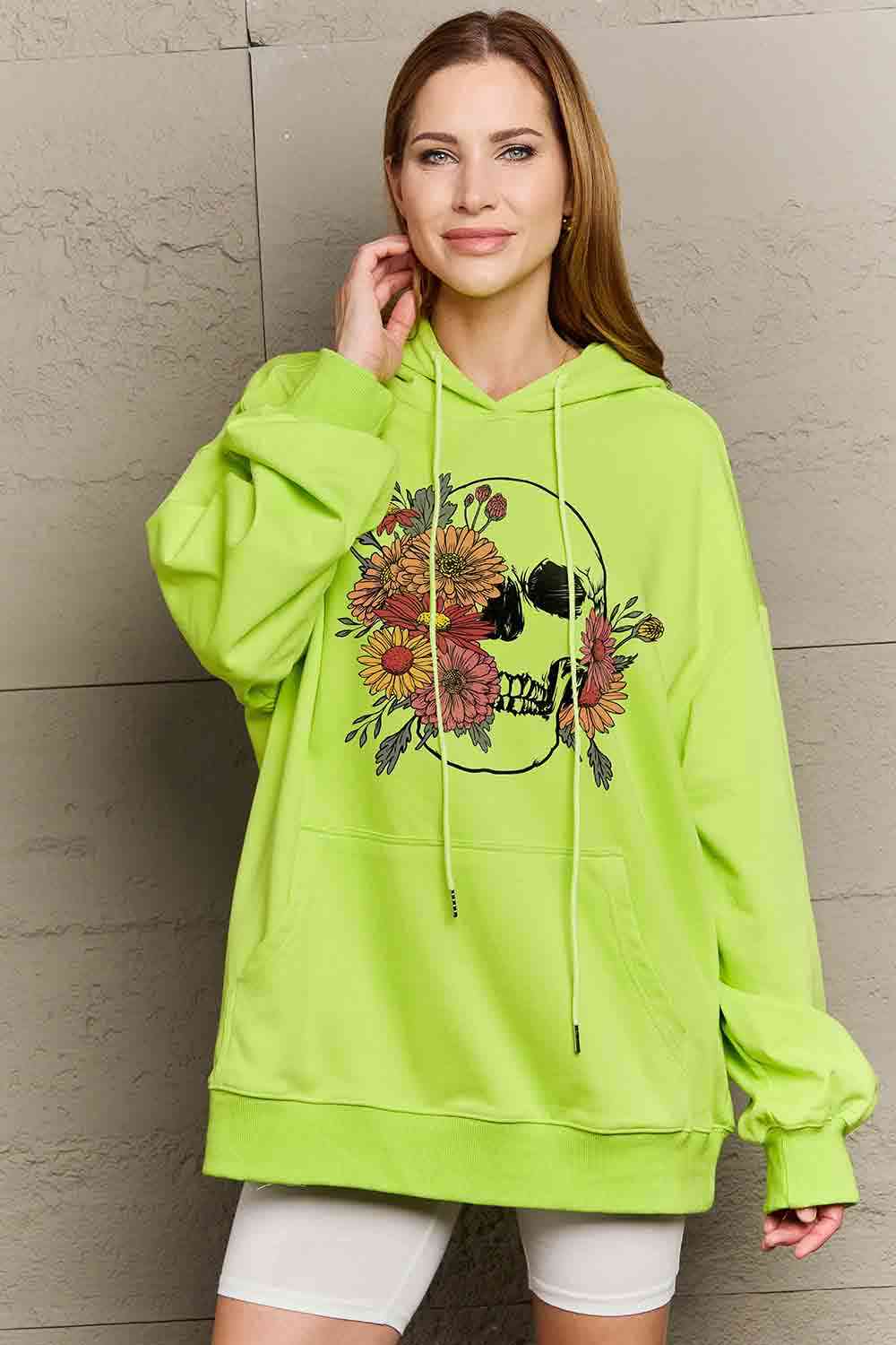 Simply Love Simply Love Full Size Floral Skull Graphic Hoodie