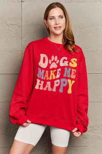 Simply Love Simply Love Full Size DOGS MAKE ME HAPPY Graphic Sweatshirt