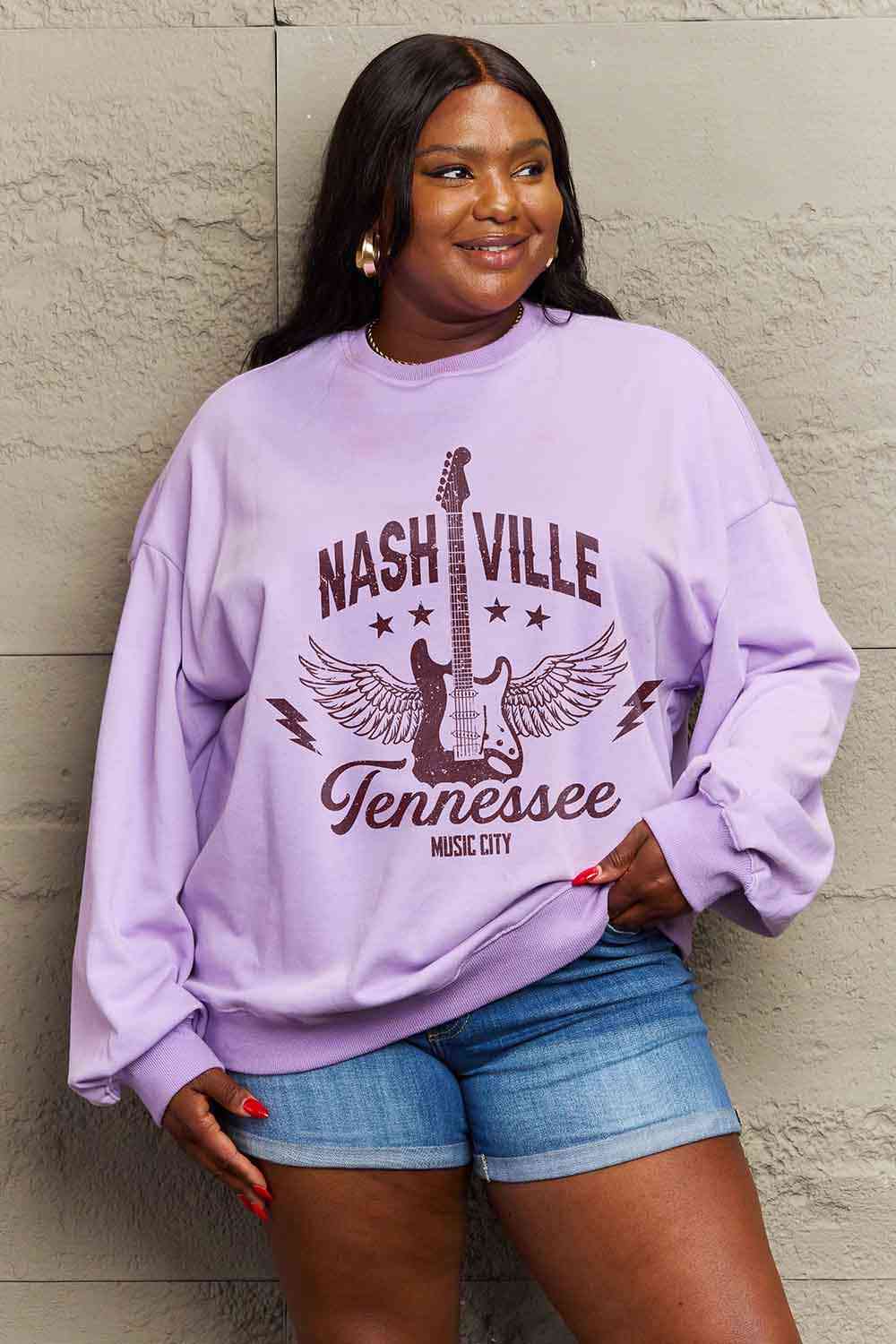 Simply Love Simply Love Full Size NASHVILLE TENNESSEE MUSIC CITY Graphic Sweatshirt