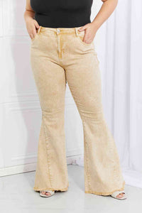 Color Theory Flip Side Fray Hem Bell Bottom Jeans in Yellow