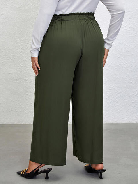 Plus Size Tied Wide Leg Pants