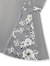 Plus Size Floral Round Neck Long Sleeve Dress