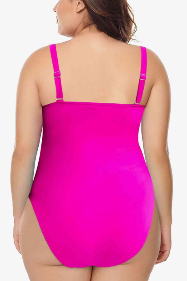 Plus Size Scoop Neck Sleeveless One-Piece Swimsuit