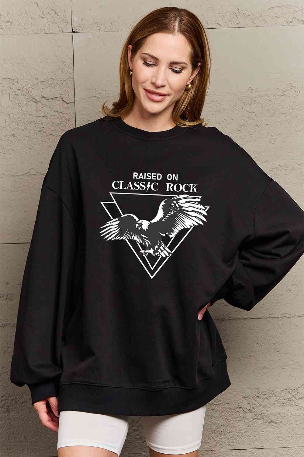 Simply Love Full Size Eagle Graphic Drop Shoulder Sweatshirt