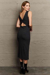 Sew In Love Full Size For The Night Fitted Sleeveless Midi Dress in Black