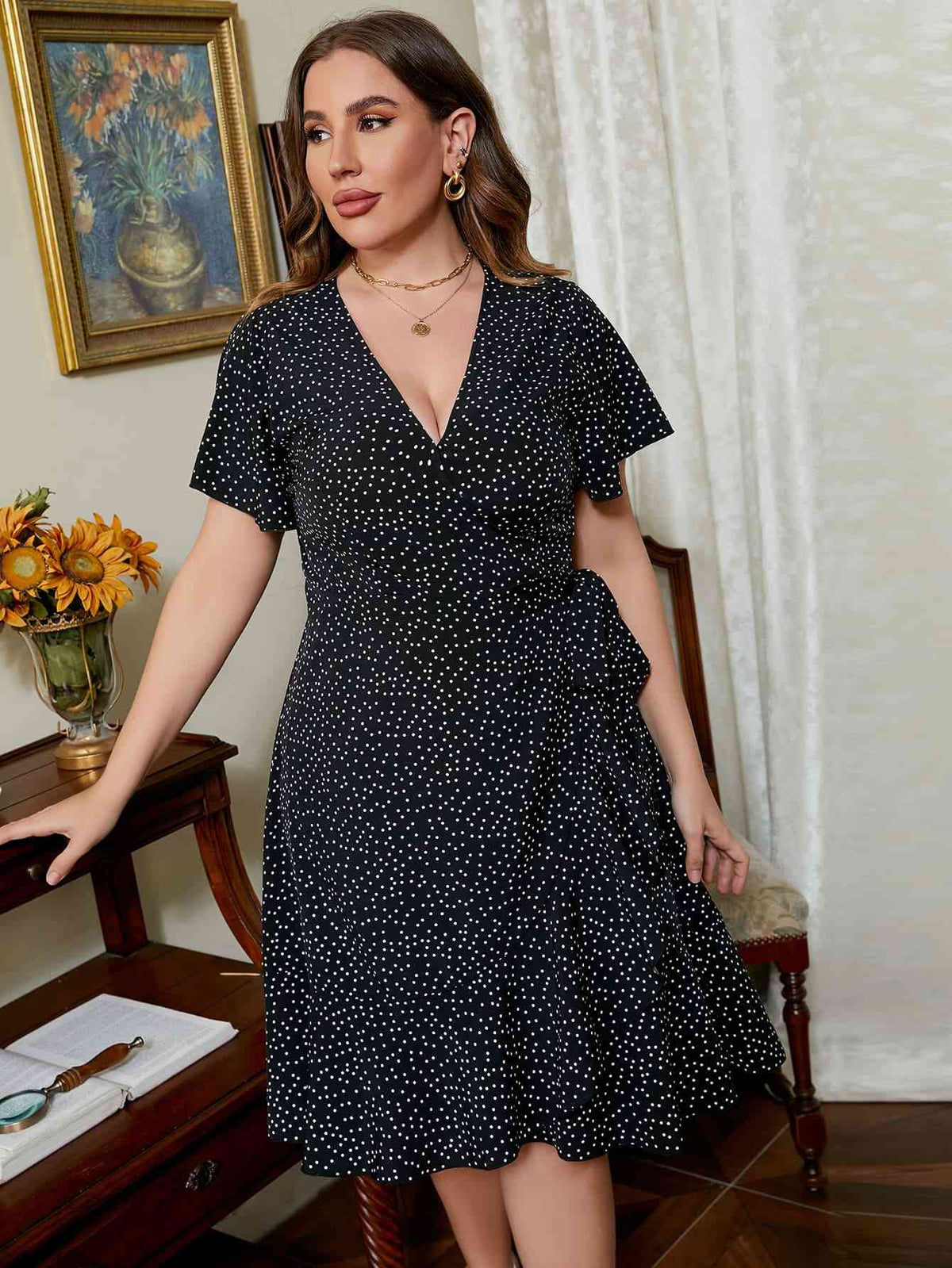 Plus Size Printed Short Sleeve Dress