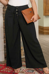 Plus Size Tied Wide Leg Long Pants