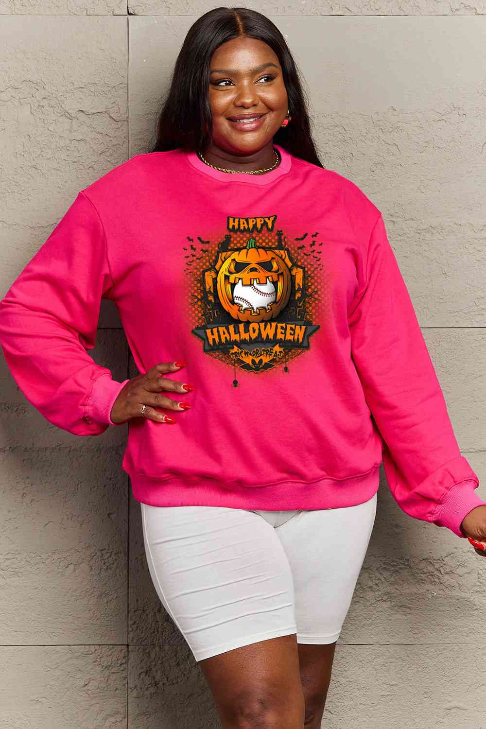 Simply Love Full Size HAPPY HALLOWEEN Graphic Sweatshirt