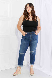 Vervet by Flying Monkey Full Size Distressed Cropped Jeans with Pockets